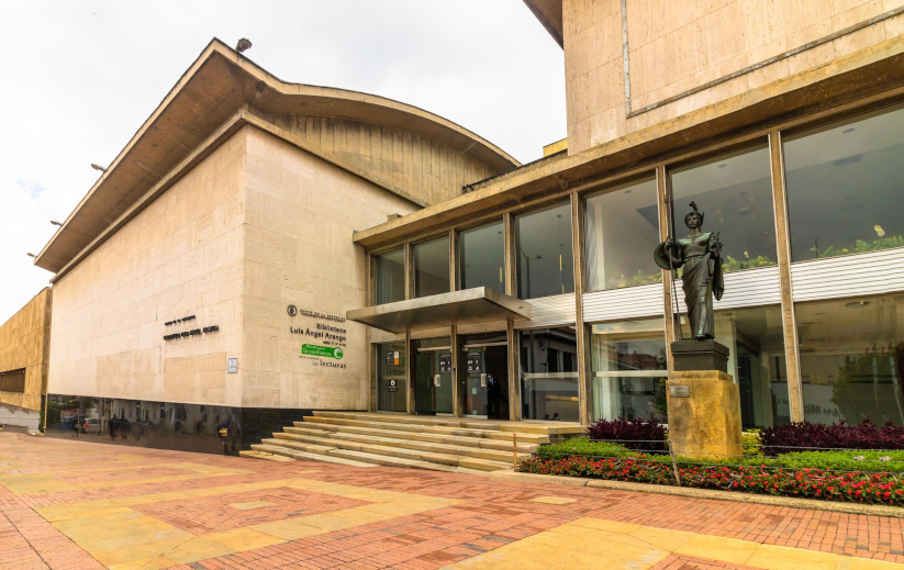 Facade of the Luis Ángel Arango Library, Bogotá, Colombia.