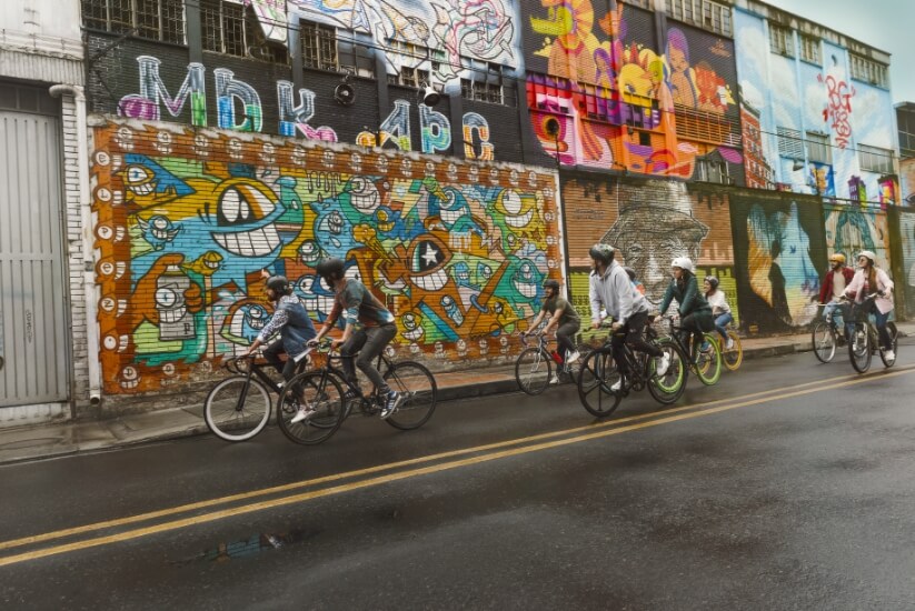 Tourists enjoying cycle tourism in Colombia.