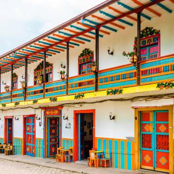 View of the colonial buildings of the heritage villages of Colombia