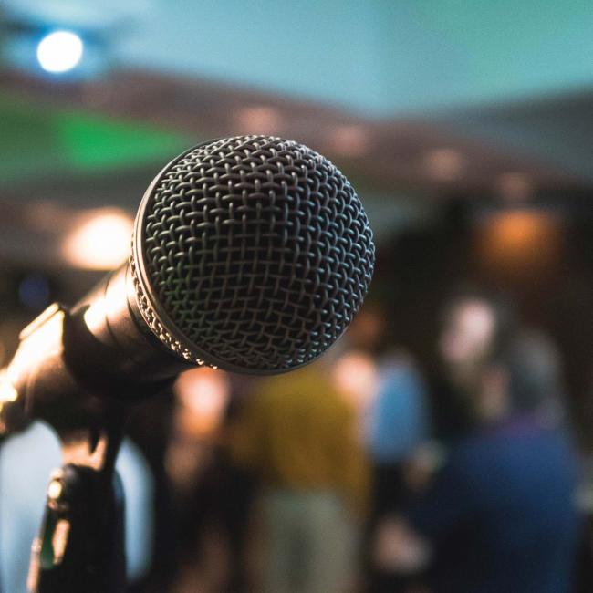 Microphone used in an event in Colombia